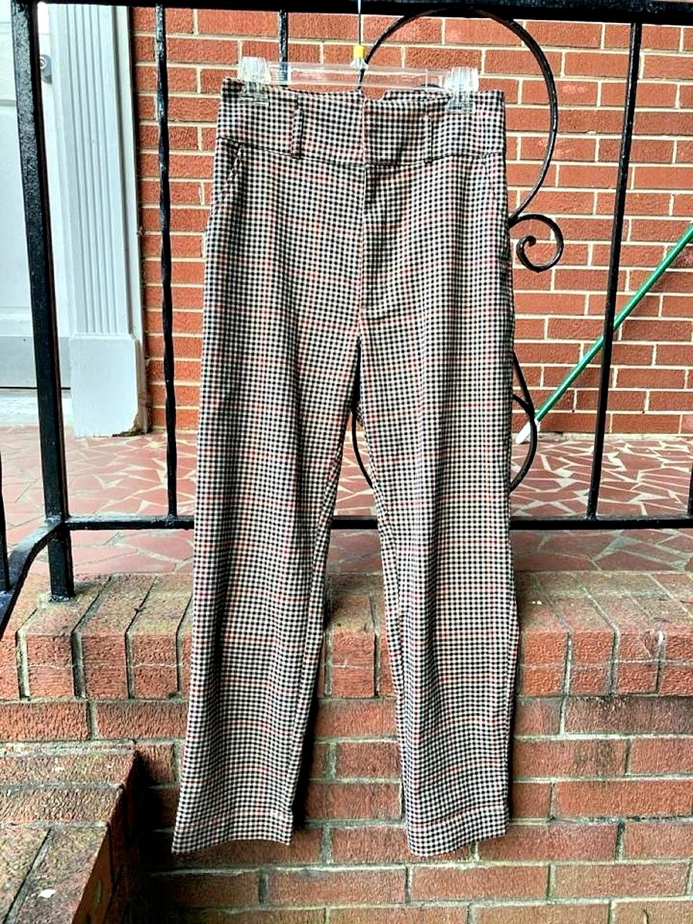 Abercrombie & Fitch Plaid cigarette Pants in Brown & Red Size Small